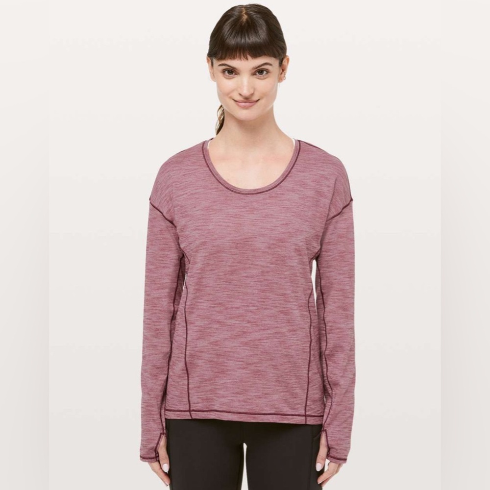 Lululemon Athletica Sweat Embrace Long Sleeve Heathered Merlot Size 10